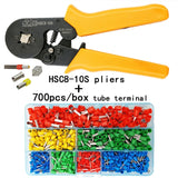 Crimping tools pliers electrical tubular terminals box mini clamp HSC8 10S 0.25-10mm2 23-7AWG 6-4B/6-6 0.25-6mm2 16-4 tools sets