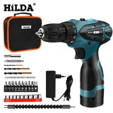 HILDA Electric Drill Cordless Screwdriver Lithium Battery  Mini Drill Cordless Screwdriver Power Tools Cordless Drill